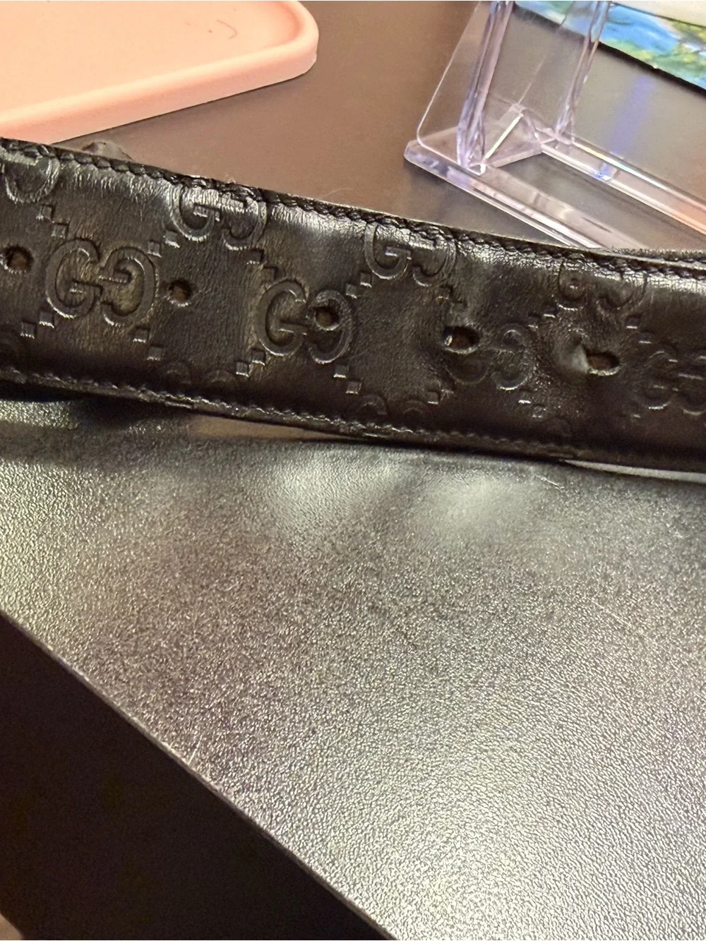 Gucci Black Leather Belt with Gold Double G Buckle